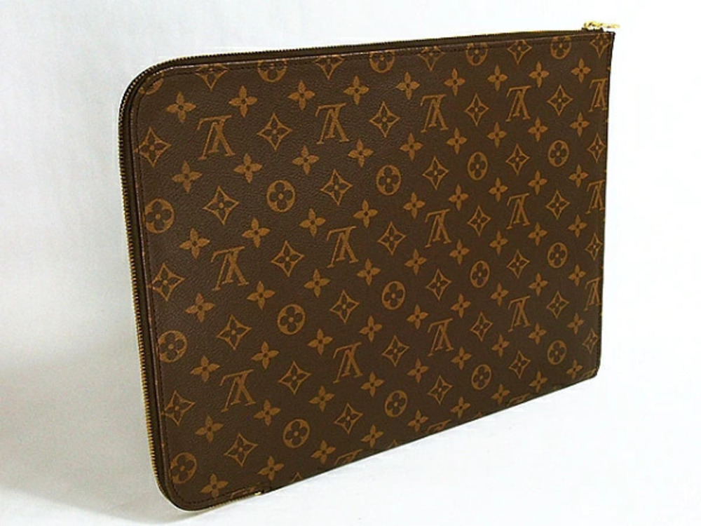 Louis Vuitton Monogram Pochette Briefcase Clutch Bag Canvas Leather Brown - Picture 4 of 4